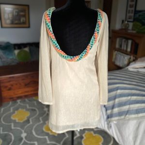 Anthropologie Dress backless gold bridal cocktail